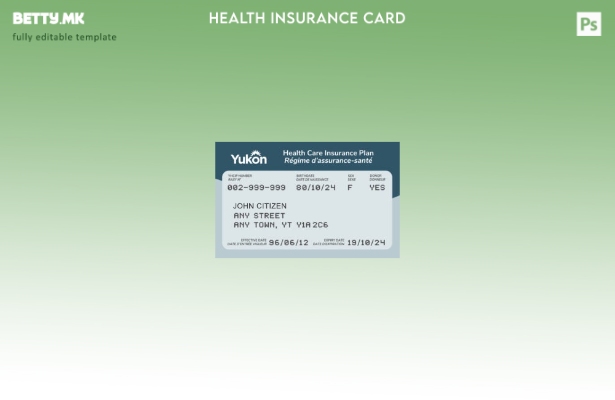 Модерен стил шаблон за картичка за здравствено осигурување во Канада Јукон